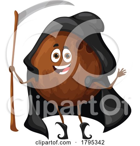 Grim Reaper Coconut Food Fruit Mascot by Vector Tradition SM