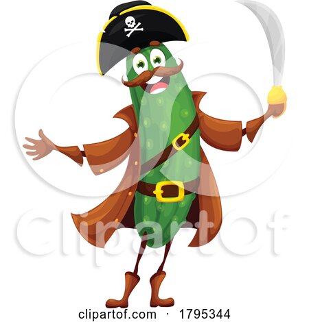 Pirate Cucumber Vegetable Food Mascot by Vector Tradition SM
