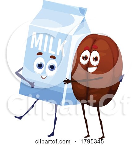 Coffee Bean and Milk Food Mascots by Vector Tradition SM