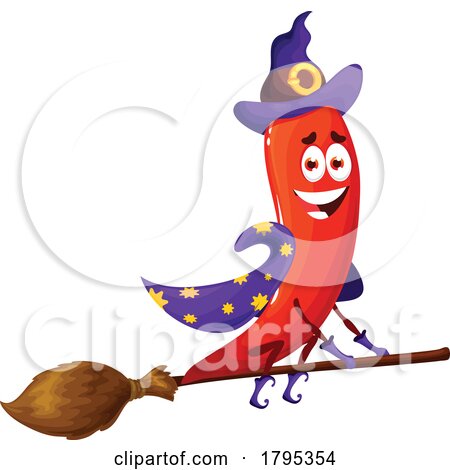 Witch Chili Pepper Vegetable Food Mascot by Vector Tradition SM