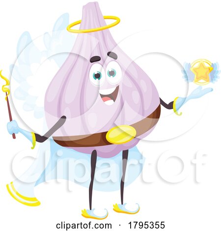 Angel Garlic Vegetable Food Mascot by Vector Tradition SM