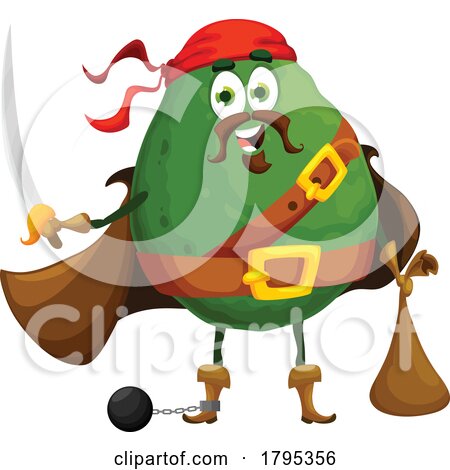 Pirate Avacodo Food Fruit Mascot by Vector Tradition SM