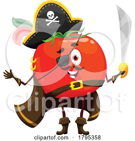 Pirate Tomato Vegetable Food Mascot by Vector Tradition SM