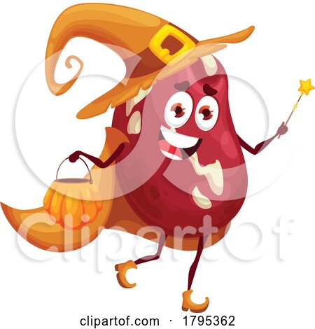 Halloween Wizard Kidney Bean Food Mascot by Vector Tradition SM