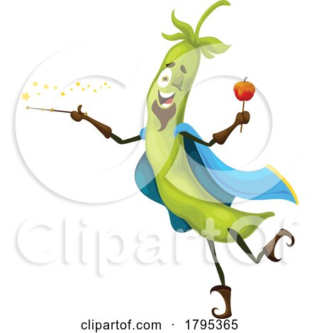 Wizard Pea Pod Vegetable Food Mascot by Vector Tradition SM