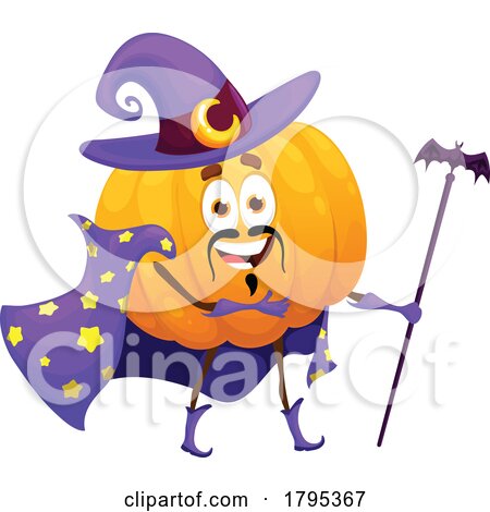 Wizard Pumpkin Vegetable Food Mascot by Vector Tradition SM