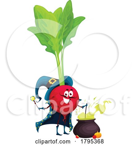 Wizard Radish Vegetable Food Mascot by Vector Tradition SM