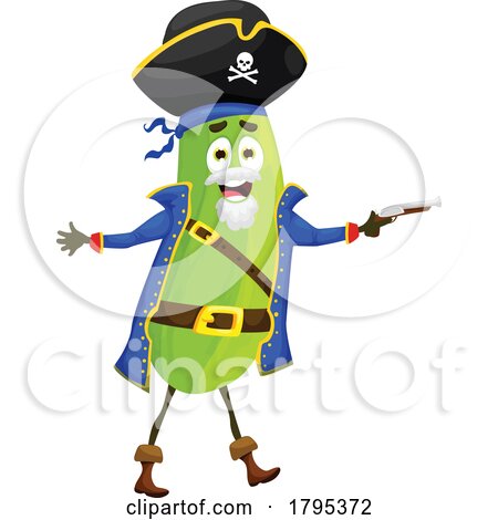 Pirate Zucchini Vegetable Food Mascot by Vector Tradition SM