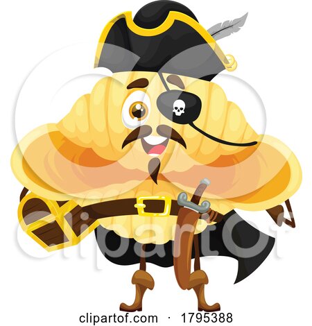 Pirate Conchiglioni Shell Pasta Food Mascot by Vector Tradition SM