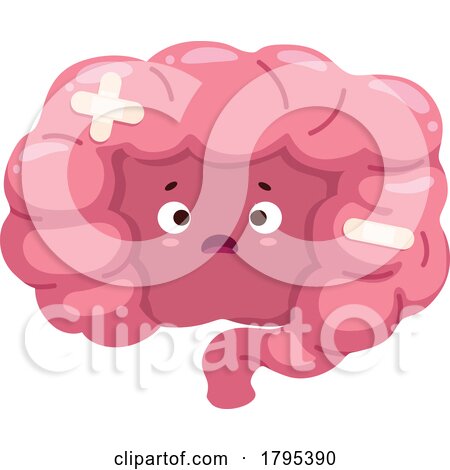 Cartoon Sick Intestine Human Organ Mascot by Vector Tradition SM