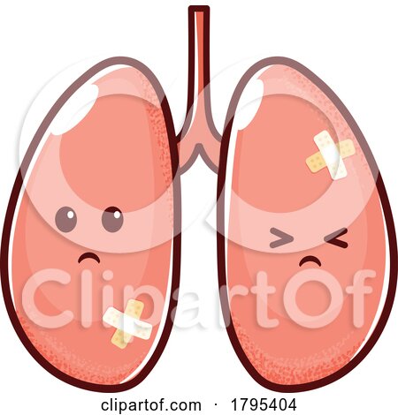 Cartoon Sick Lungs Human Organ Mascot by Vector Tradition SM
