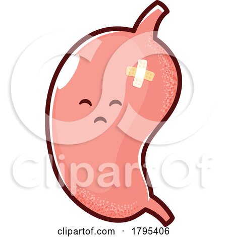 Cartoon Sick Stomach Human Organ Mascot by Vector Tradition SM