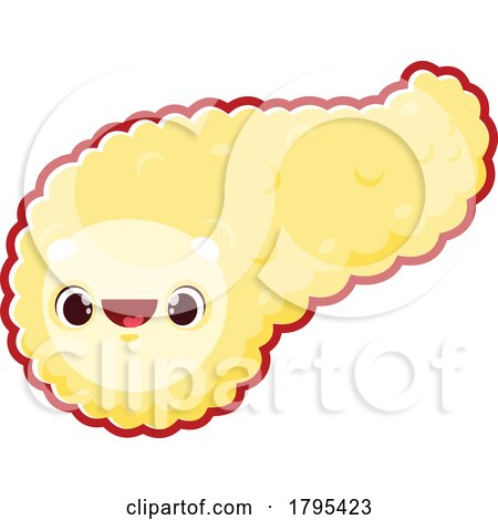 Cartoon Happy Pancreas Human Organ Mascot by Vector Tradition SM