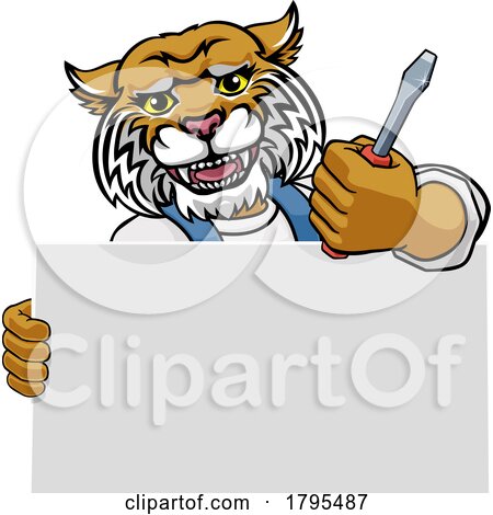 Electrician Wildcat Screwdriver Tool Handyman by AtStockIllustration