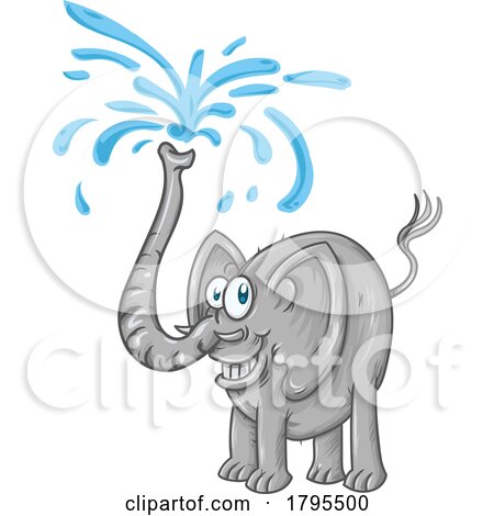 Cartoon Elephant Spraying Water by Domenico Condello