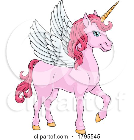 Pegasus Unicorn Wings Horn Horse Animal Cartoon by AtStockIllustration
