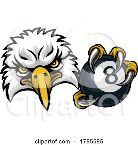 Eagle Pool 8 Ball Billiards Mascot Cartoon by AtStockIllustration