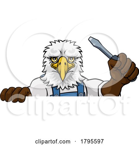 Eagle Electrician Handyman Holding Screwdriver by AtStockIllustration