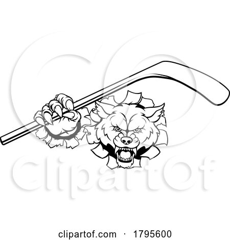 Wolf Ice Hockey Player Animal Sports Mascot by AtStockIllustration