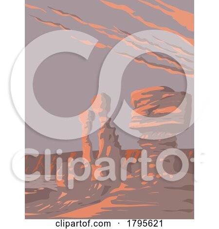 Rock Formations Ischigualasto Provincial Park in San Juan Province Argentina WPA Art Deco Poster by patrimonio