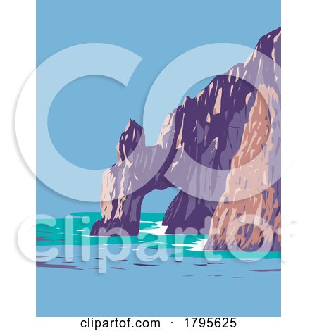 El Arco or the Arch of Cabo San Lucas in Mexico WPA Art Deco Poster by patrimonio