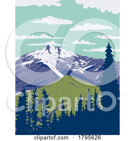 Glacier Peak in Cascade Volcanic Arc in North Cascade Washington State WPA Poster Art by patrimonio
