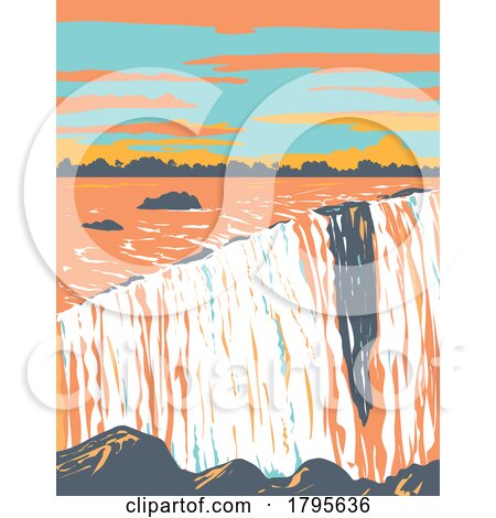 Victoria Falls or Mosi oa Tunya of the Zambezi River WPA Art Deco Poster by patrimonio
