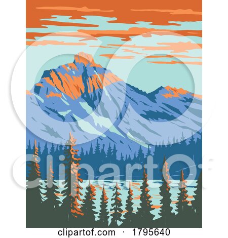 Lila Lake with Hibox Mountain in Alpine Lakes Wilderness Area Washington State WPA Poster Art by patrimonio