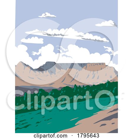 Table Mountain National Park in Cape Town South Africa WPA Art Deco Poster by patrimonio