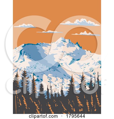 Mount Daniel in Alpine Lakes Wilderness Area Washington State WPA Poster Art by patrimonio
