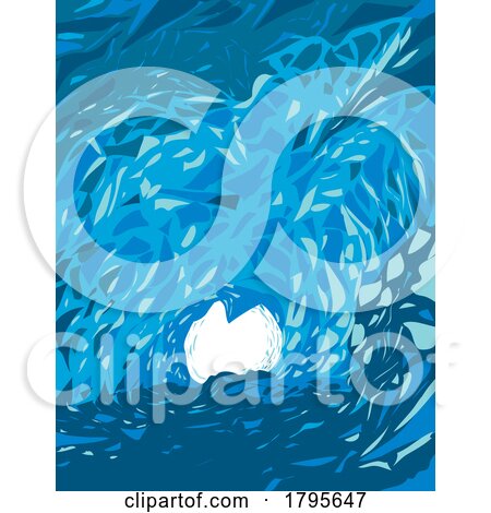 Skaftafell Blue Ice Cave in Iceland WPA Art Deco Poster by patrimonio