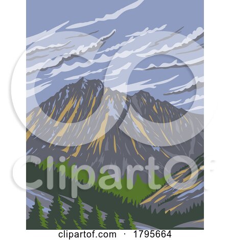 Mount Stuart in the Enchantments Within Alpine Lakes Wilderness Area Washington State WPA Poster Art by patrimonio