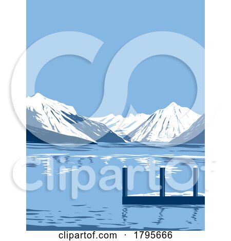 Lake McDonald in Winter in Glacier National Park Montana USA WPA Art Poster by patrimonio