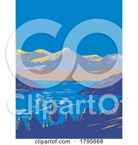 Lake Geneva on North Side of Swiss Alps Switzerland WPA Art Deco Poster by patrimonio