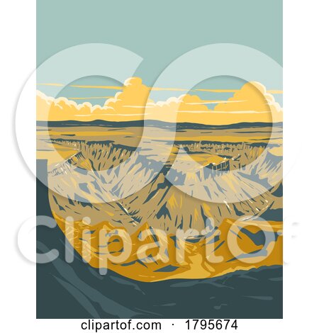 Fish River Canyon or Visrivier Kuil in Namibia Southern Africa WPA Art Deco Poster by patrimonio