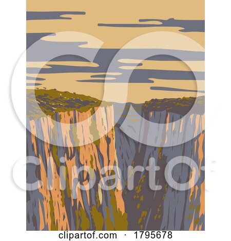 Itaimbezinho Canyon in Aparados Da Serra National Park Brazil WPA Art Deco Poster by patrimonio