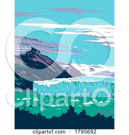 Perito Moreno Glacier in Los Glaciares National Park Argentina WPA Art Deco Poster by patrimonio