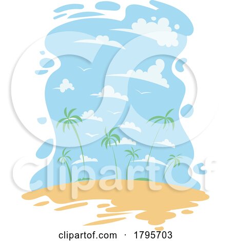 Travel Scene of a Sandy Tropical Beach with Palm Trees by Domenico Condello