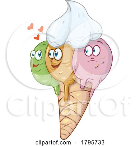 Cartoon Akward Third Ice Cream Scoop Character by Two in Love by Domenico Condello