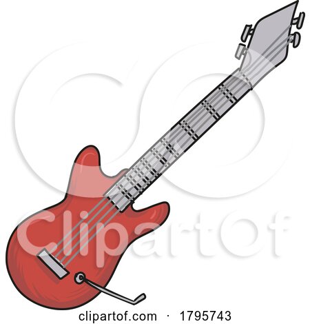 Cartoon Red Electric Guitar by Domenico Condello