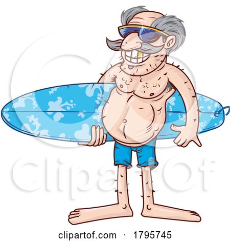 Cartoon Senior Surfer Dude by Domenico Condello