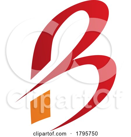 Red and Orange Slim Letter B Icon with Pointed Tips by cidepix