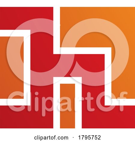 Red and Orange Square Shaped Letter H Icon by cidepix