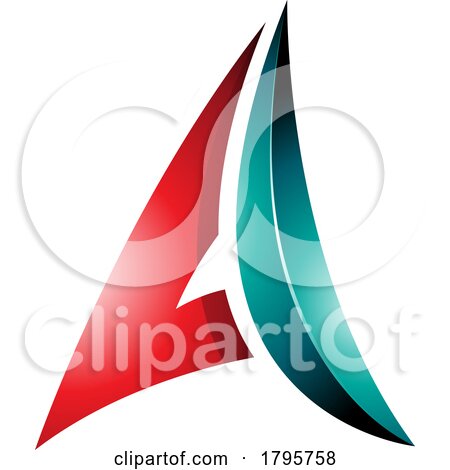 Red and Persian Green Glossy Embossed Paper Plane Shaped Letter a Icon by cidepix