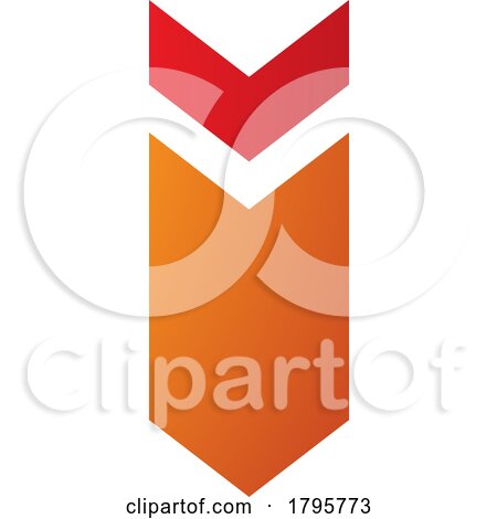 Red and Orange down Facing Arrow Shaped Letter I Icon by cidepix