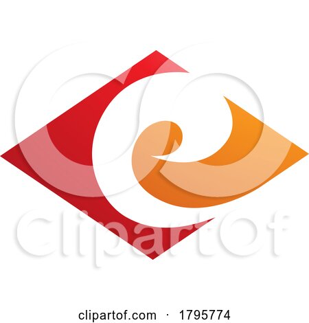 Red and Orange Horizontal Diamond Shaped Letter E Icon by cidepix