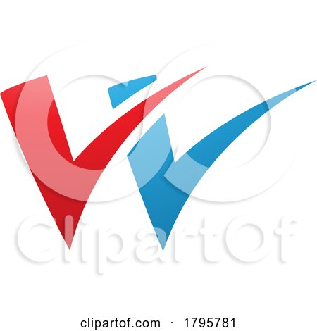 Red and Blue Tick Shaped Letter W Icon by cidepix