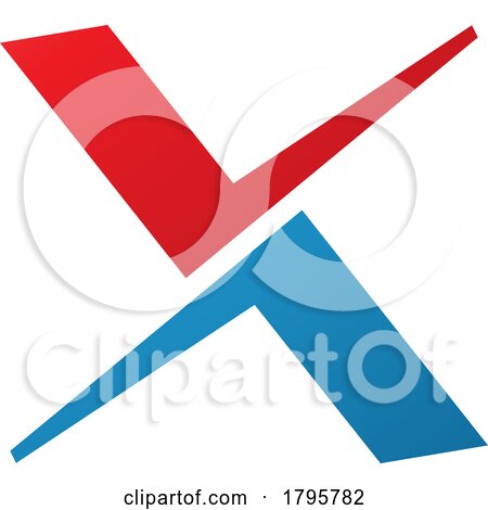 Red and Blue Tick Shaped Letter X Icon by cidepix