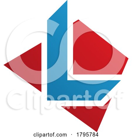 Red and Blue Trapezium Shaped Letter L Icon by cidepix