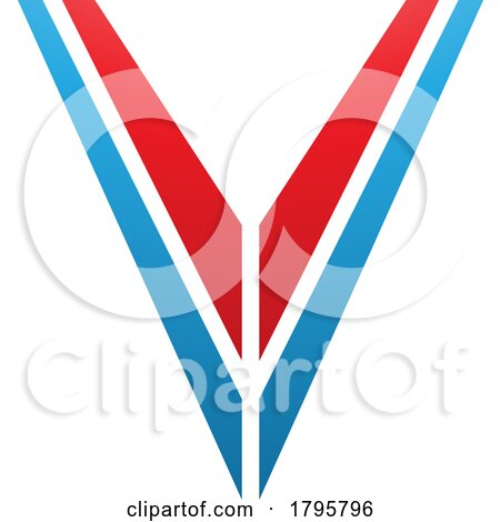 Red and Blue Striped Shaped Letter V Icon by cidepix